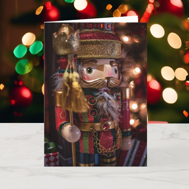 Nutcracker Personalise Text 5 x 7 Folded Holiday Card (Creator Uploaded)