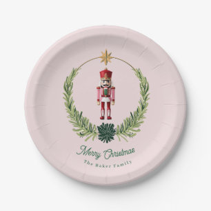 Nutcracker Personalized Cute Pink  Red Christmas  Paper Plate