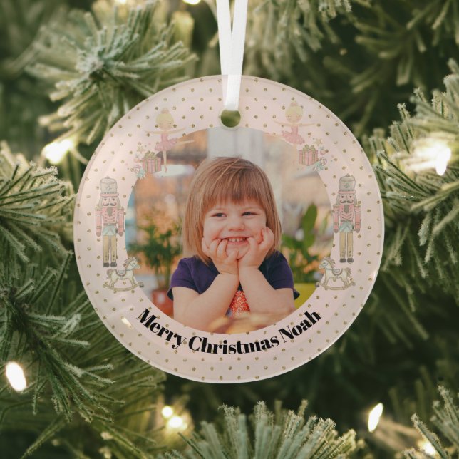 nutcracker Photo Christmas Cute  Glass Tree Decoration (Insitu)