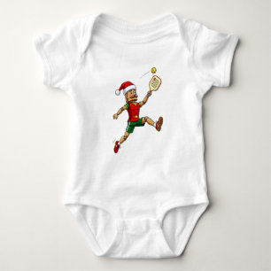 Nutcracker Pickleball Player Holiday Sports Xmas Baby Bodysuit