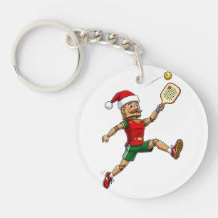 Nutcracker Pickleball Player Holiday Sports Xmas Key Ring