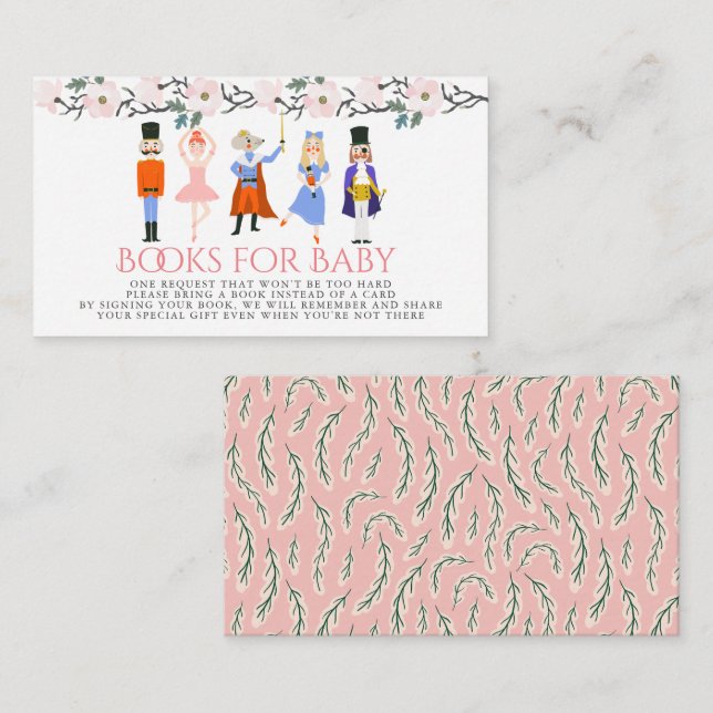 Nutcracker Pink Baby Shower Book Request Enclosure Card (Front/Back)