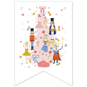 Nutcracker Pink Christmas Tree Holiday Birthday Bunting