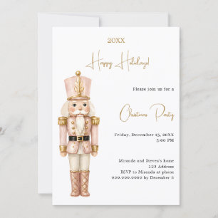 Nutcracker Pink Minimalist Christmas Party Invitation