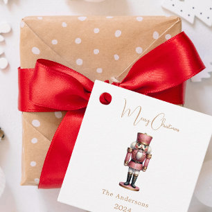 Nutcracker pink white simple Christmas Favour Tags