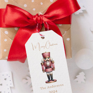 Nutcracker pink white simple Christmas Gift Tags