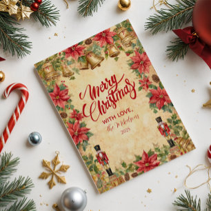 Nutcracker Poinsettia Christmas Holiday Card