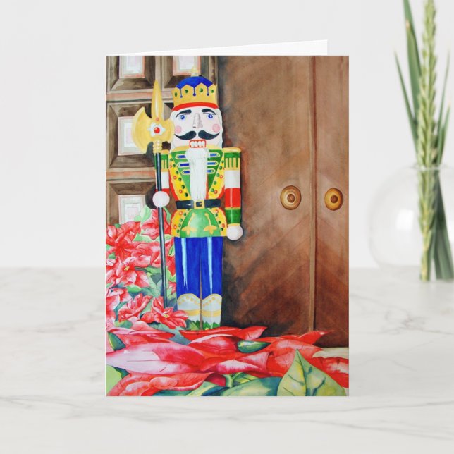 Nutcracker & Pointsettia Holiday Card (Front)
