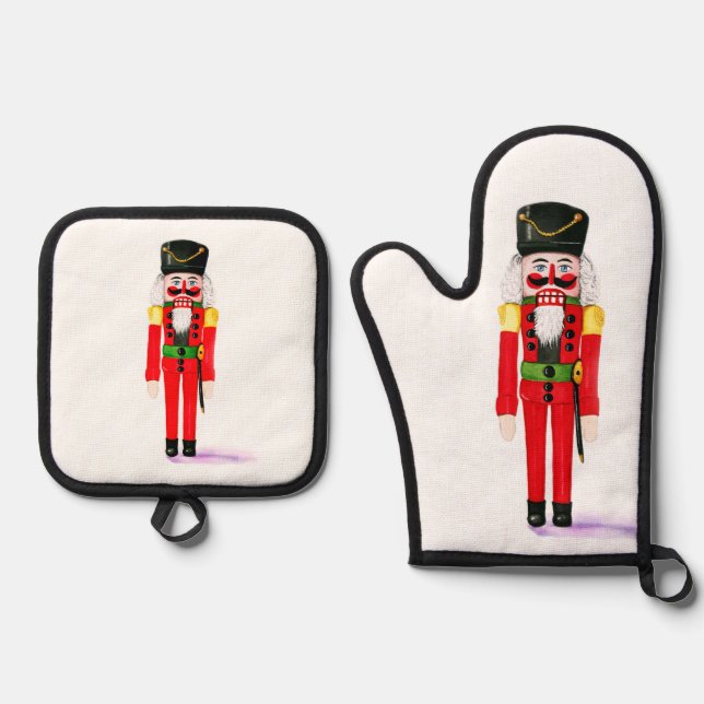 Nutcracker Pot Holders Oven Mitt & Pot Holder Set (Front)