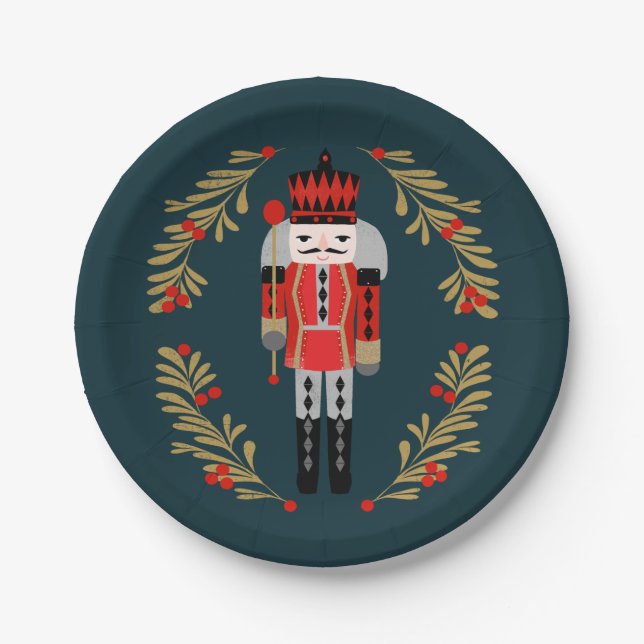 Nutcracker Prince Christmas Party Paper Plate (Front)