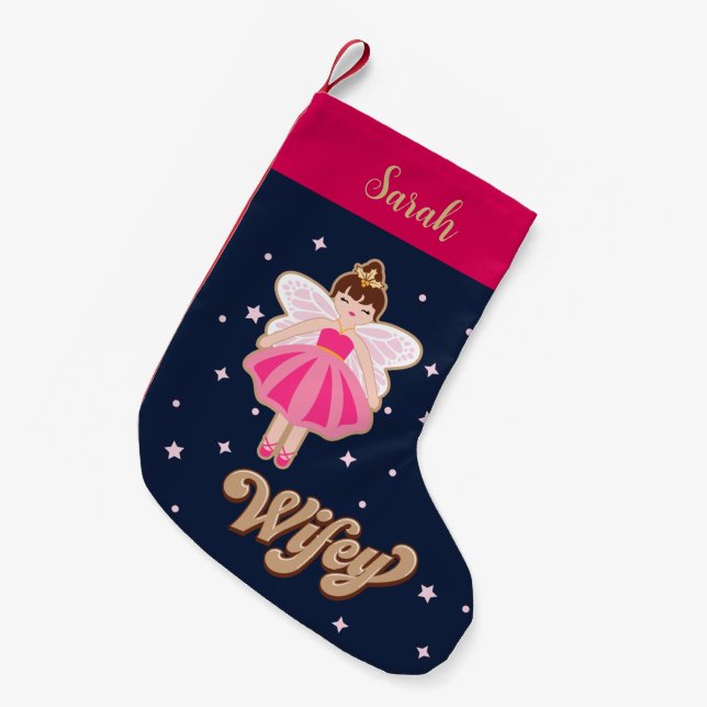Nutcracker Princess Fairy Hubby Wifey Small Christmas Stocking (Front (Hanging))