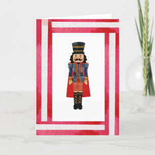 Nutcracker Red Bow Stripes Festive Christmas  Holiday Card