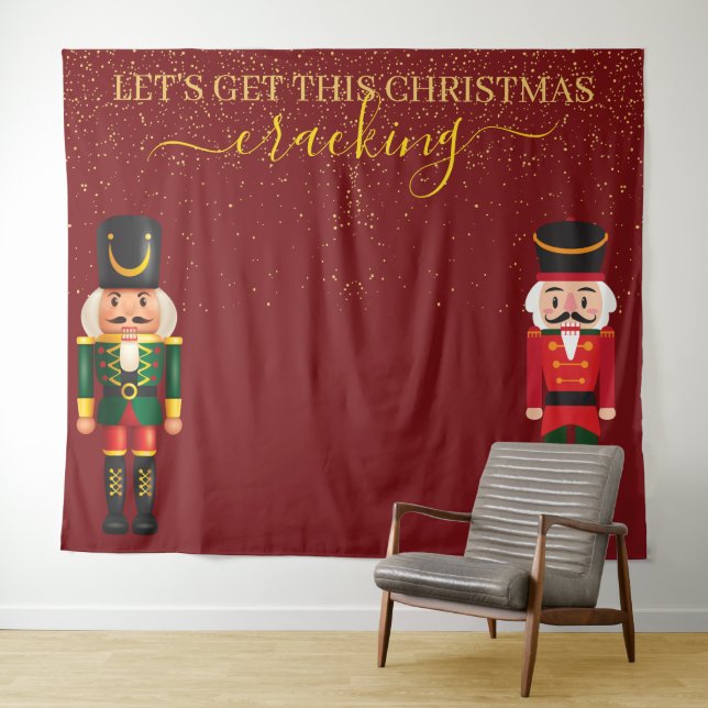 Nutcracker Red Christmas Photo Booth Backdrop Tapestry (In Situ (Horizontal))