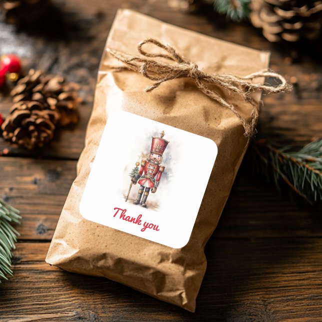 Nutcracker Red Magical Birthday Thank You  Square Sticker (Creator Uploaded)