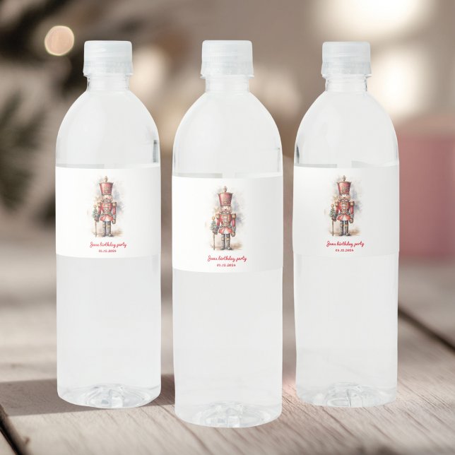 Nutcracker Red Magical Birthday  Water Bottle Label (Creator Uploaded)