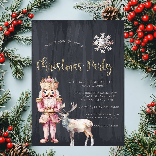 Nutcracker Reindeer,Snowflake Christmas  Invitation (Creator Uploaded)