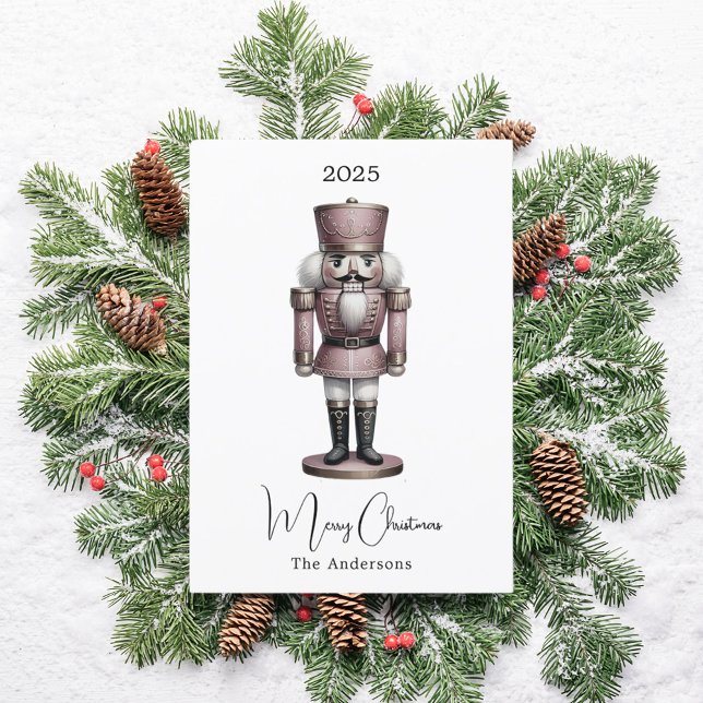 Nutcracker retro white simple Christmas Holiday Card (Creator Uploaded)