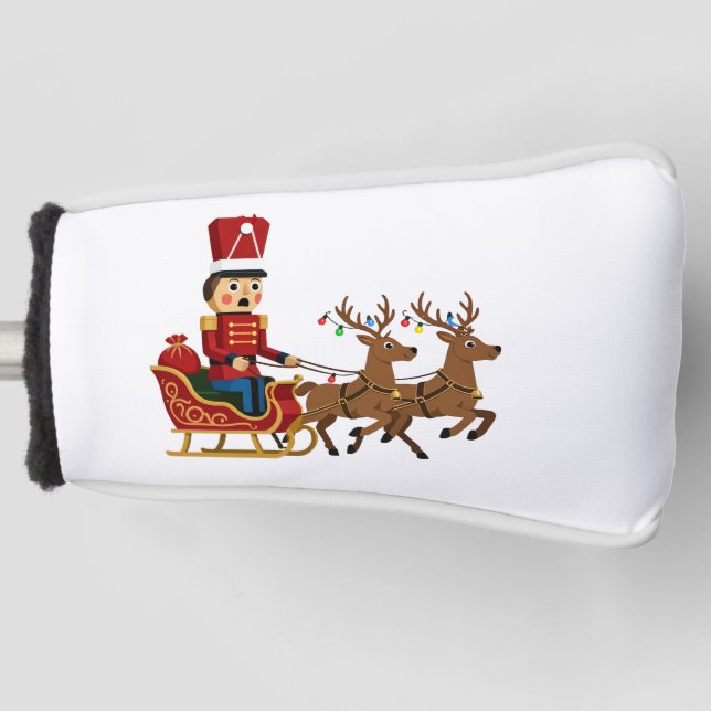 Nutcracker Riding a Magical Christmas Sleigh Golf Head Cover (Front)