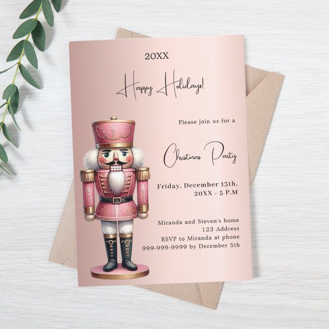 Nutcracker rose gold Christmas Party Invitation (Creator Uploaded)