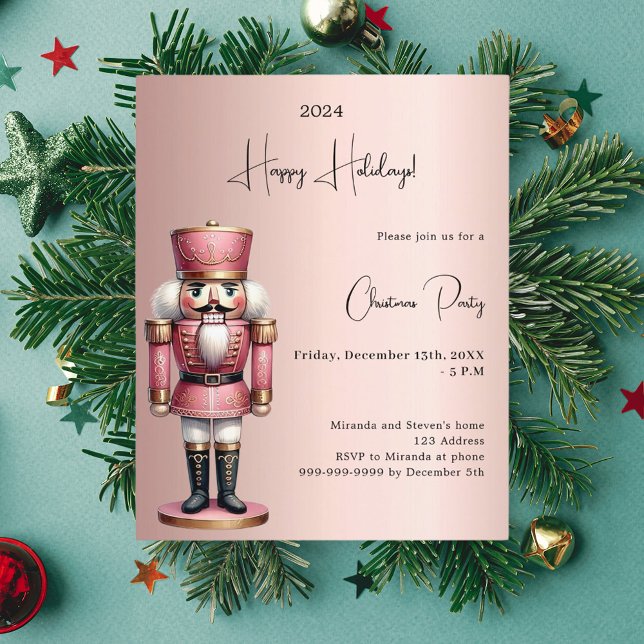 Nutcracker rose gold Christmas Party invitation (Creator Uploaded)