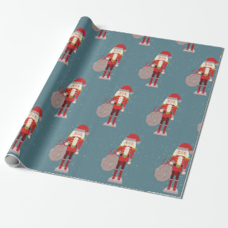 Nutcracker Scandinavian Santa Christmas Wrapping Paper