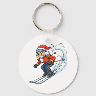 Nutcracker Skier Christmas 2026 Holiday Skiing Key Ring
