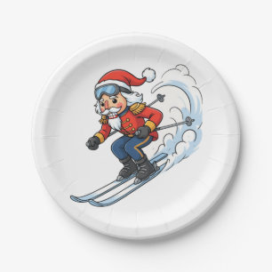 Nutcracker Skier Christmas 2026 Holiday Skiing Paper Plate
