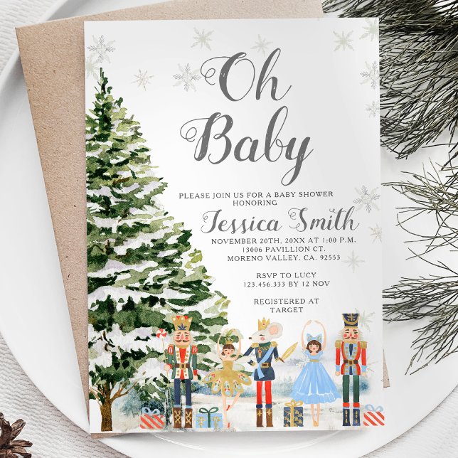 Nutcracker Snowflakes Christmas Baby Shower Invitation (Creator Uploaded)