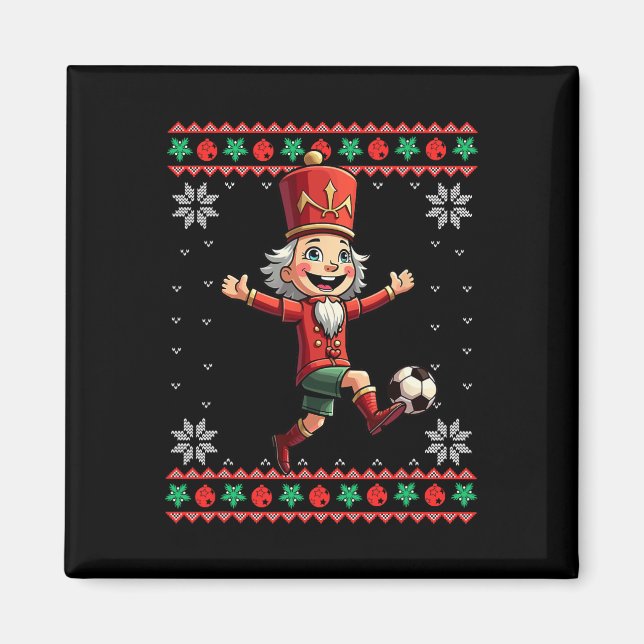 Nutcracker Soccer Ugly Christmas  Magnet (Front)
