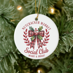 Nutcracker Social Club Shopping Market Group Ceramic Ornament
