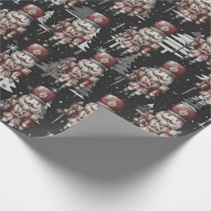 Nutcracker Soldier Captain Christmas Trees Wrapping Paper