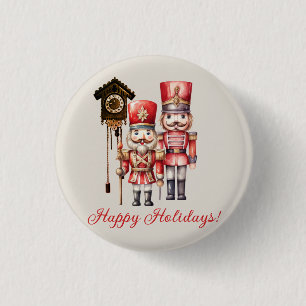 Nutcracker Soldier Duo Happy Holidays Cuckoo 3 Cm Round Badge