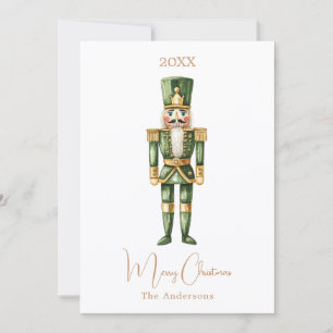 Nutcracker soldier green simple Christmas Holiday Card
