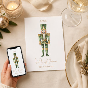 Nutcracker soldier green simple Christmas Holiday Card
