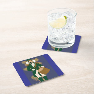 Nutcracker Soldier Paper Coasters Navy Blue