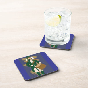 Nutcracker Soldier Plastic Coasters Navy Blue
