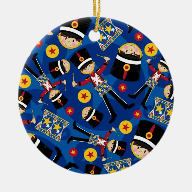 Nutcracker Soldier Playing Drums Ornament (Front)