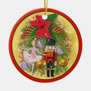 Nutcracker Soldier Sugar Plum Fairy Christmas Xmas Ceramic Ornament