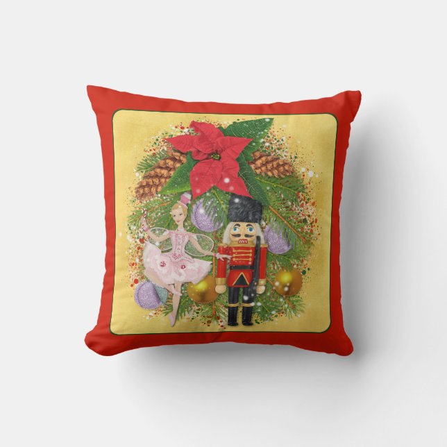 Nutcracker Soldier Sugar Plum Fairy Christmas Xmas Cushion (Front)