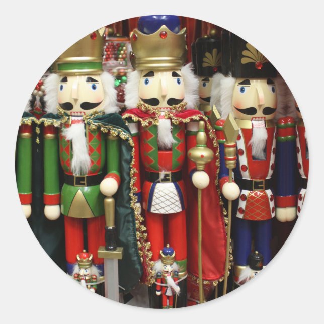 Nutcracker Soldiers Christmas Classic Round Sticker (Front)