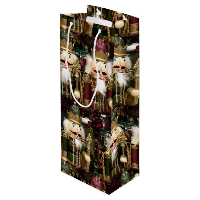 Nutcracker Soldiers Christmas Wine Gift Bag (Back Angled)