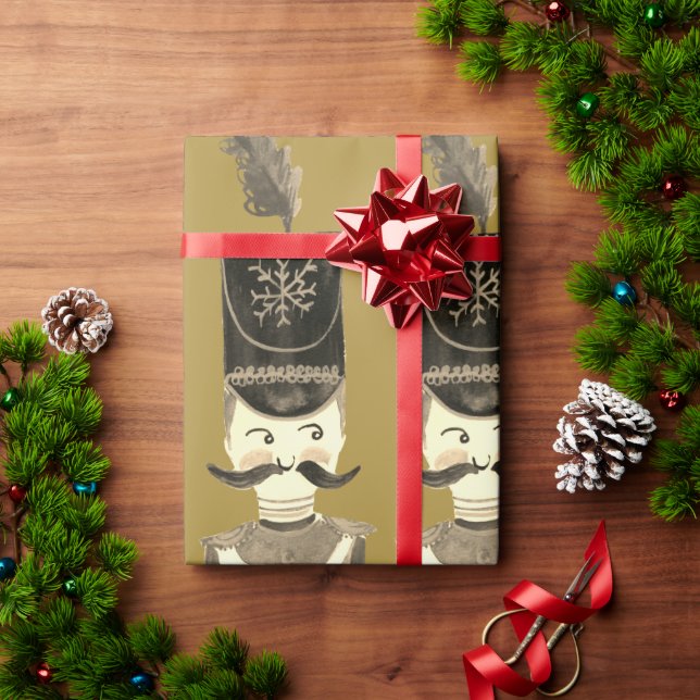 Nutcracker Soldiers Gold Sepia Wrapping Paper (Holiday Gift)