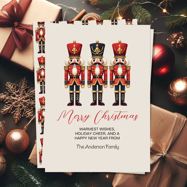 Nutcracker Soldiers Merry Christmas Holiday Cards (Creator Uploaded)
