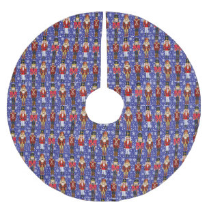 Nutcracker Soldiers Pretty Christmas Blue Snow Brushed Polyester Tree Skirt