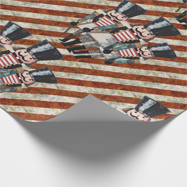Nutcracker Soldiers Stripes  Wrapping Paper (Corner)