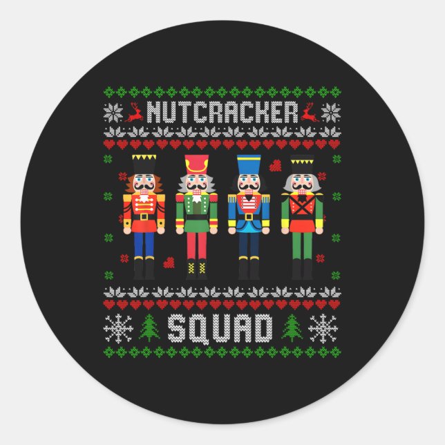 Nutcracker Squad Ballet Dance Christmas Matching F Classic Round Sticker (Front)