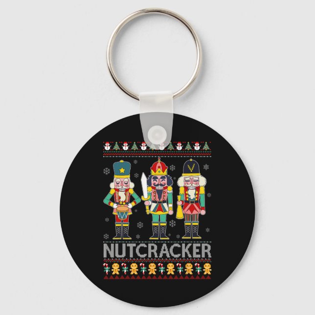 Nutcracker Squad Shirt Funny Ugly Christmas Sweate Key Ring (Front)