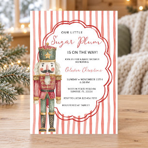 Nutcracker Stripes Winter Ballet Baby Shower Invitation