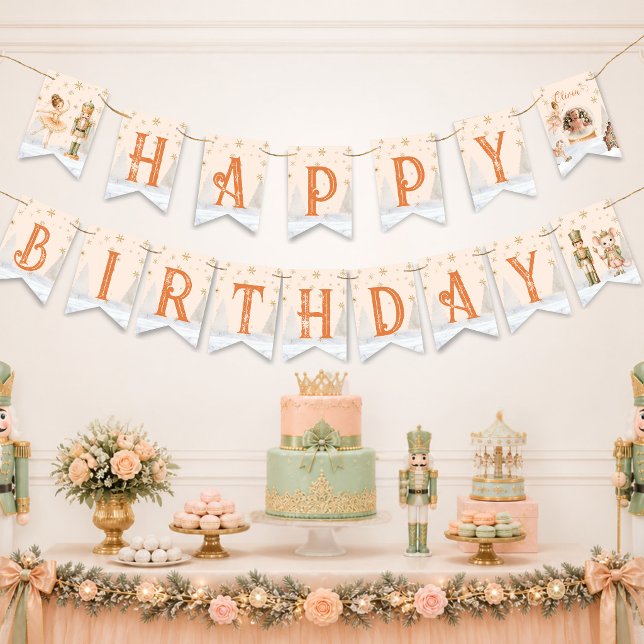 Nutcracker Sugar Plum Fairy 1st Birthday Bunting  (Nutcracker Sugar Plum Fairy 1st Happy Birthday)