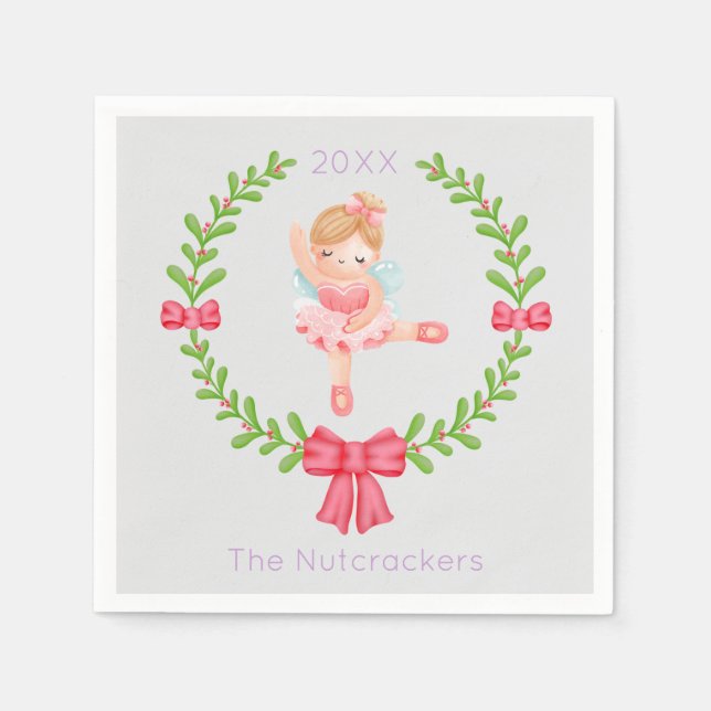 Nutcracker Sugar Plum Fairy Christmas Napkin (Front)